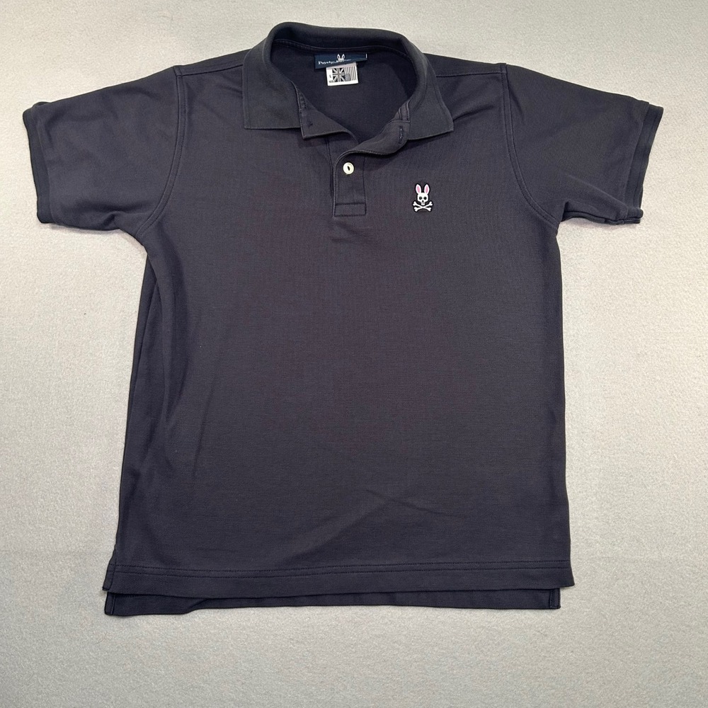 Psycho Bunny Polo Shirt Women Size L Black Pima Cotton Short Sleeve Logo